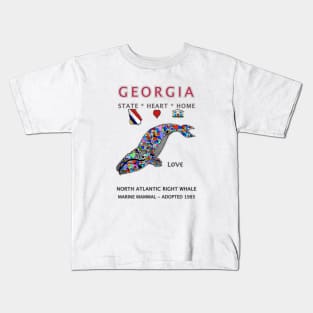 Georgia, North Atlantic Right Whale, Love, Valentines Day, State, Heart, Home Kids T-Shirt
